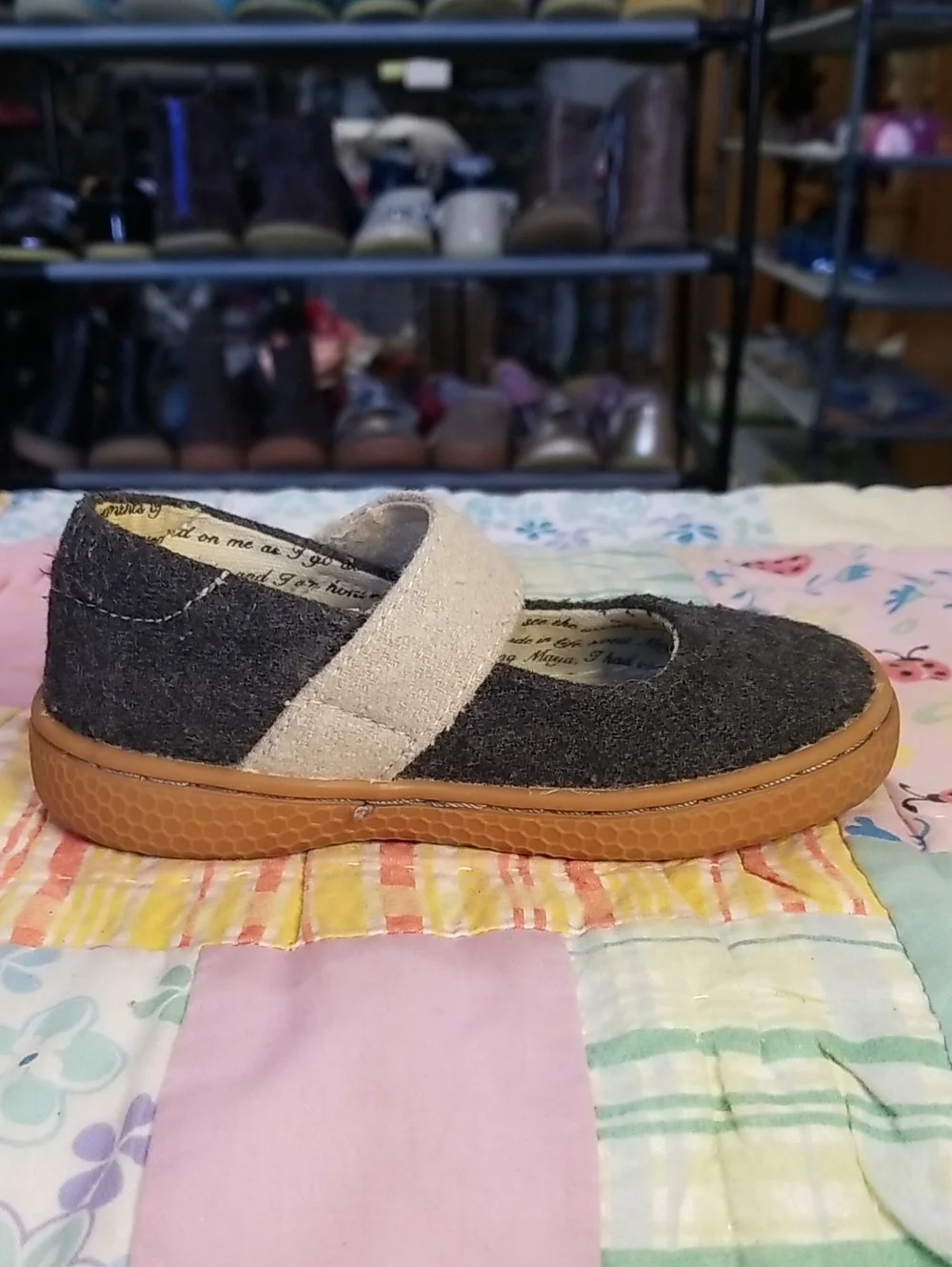 Livie & Luca Charcoal Mary Jane with Beige Strap Size 7 Carta II